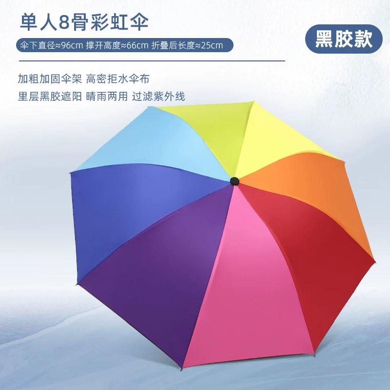 Black Rubber Female Student Foldable Automatic Sunshade Large Umbrella