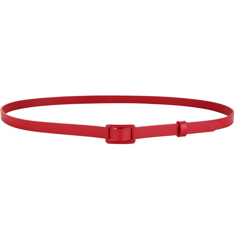 

Painted buckle fine leather belt women s decorative dress belt easiest for match knotted first layer cowhide women s belt 110cm красный