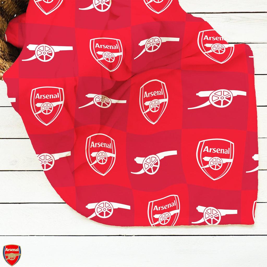 Arsenal FC Polyester Checkered Fleece Blanket