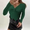 Women's Autumn And Winter Long-sleeved V-neck Knitted Sweater Slim Solid Color Pullover Knitted Sweater