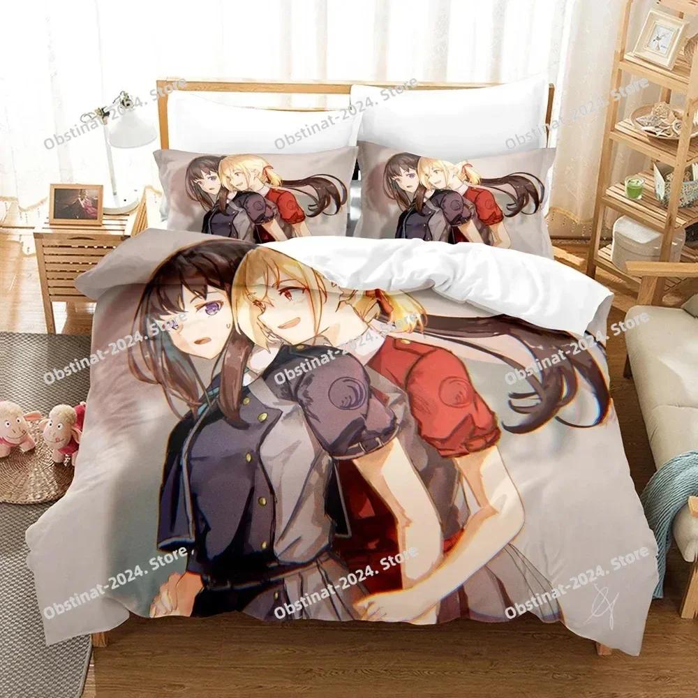 3D Anime Lycoris Recoil Bedding Set Printed Bed Set With Pillowcase Bed Duvet Cover Soft Single Double Queen Super King Size