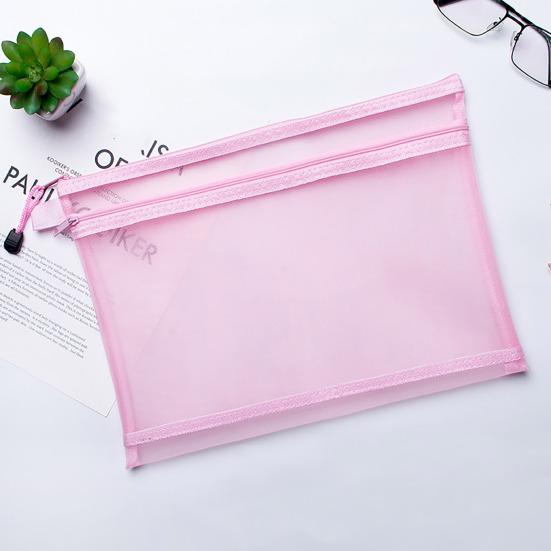 File Bag Storage Holder with Lanyard Zipper Closure Large Capacity Portable Transparent Document Storage Bag Office Supplies
