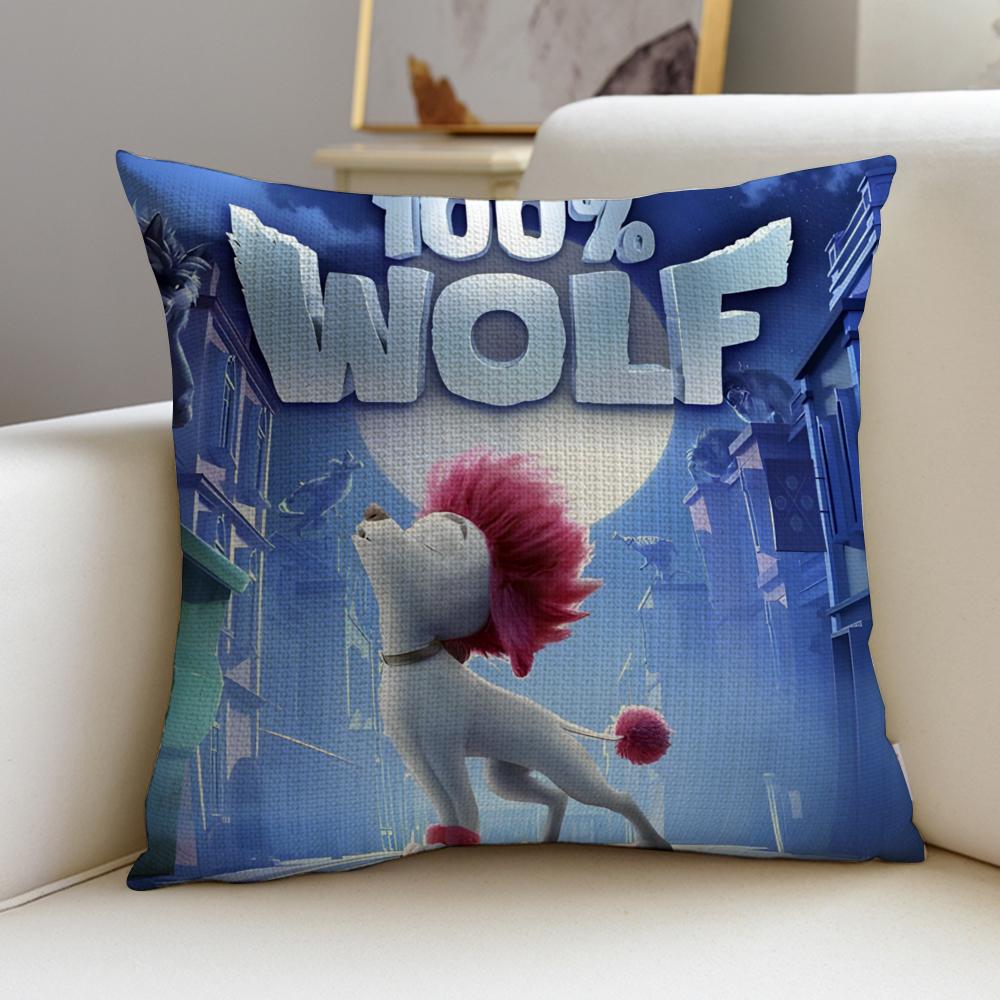 Whimsical W100 WolfS Cushion Cover Breathable and skinfriendly linen pillowcase square removable and washable cushion