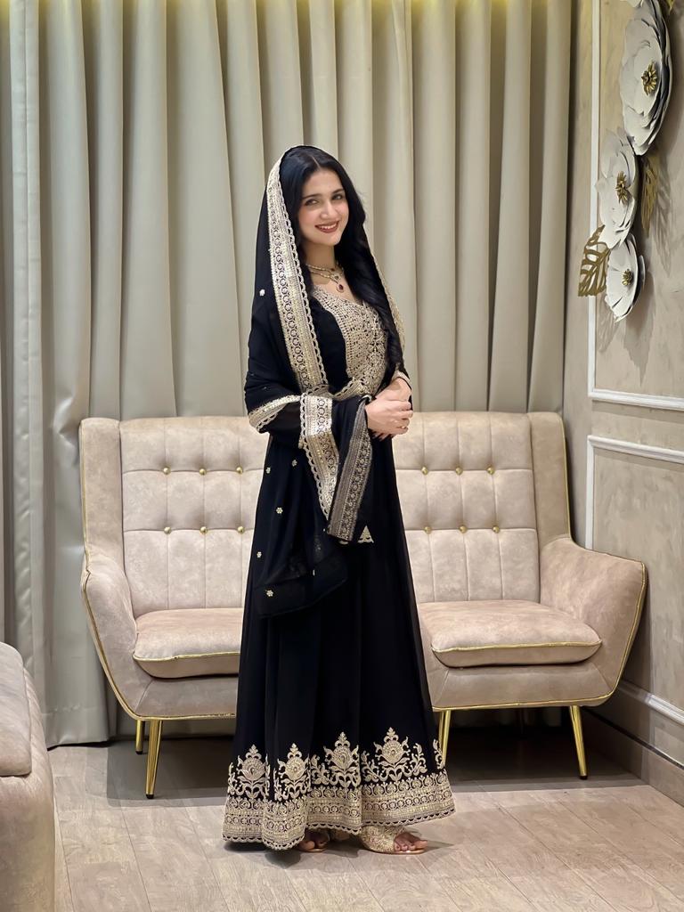 Indian Anarkali Gown with Dupatta Set Bollywood Party Wedding Wear Ethnic Suit