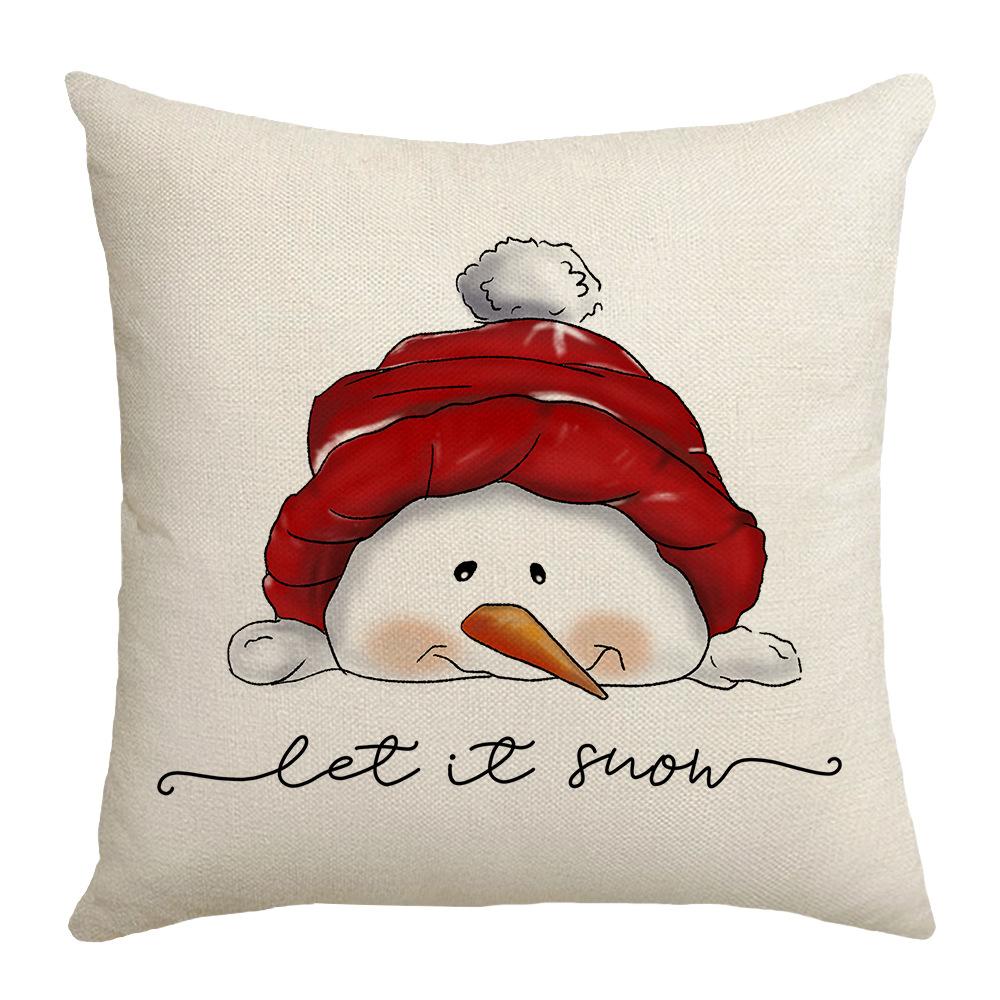 New Christmas Snowman Pillow Living Room Sofa Bedroom Balcony Pillow Home Lumbar Pillow Cover