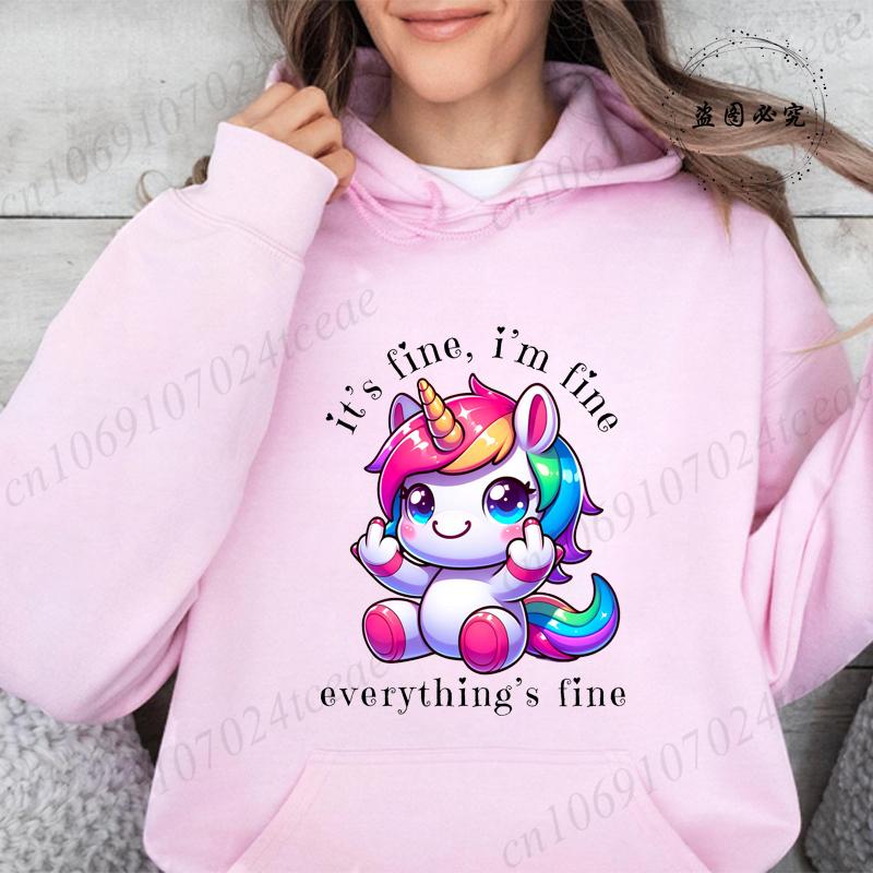Women Hoodies Funny Unicorn Sarcastic Print Hoodie Fashion Clothing Casual Female Sweatshirts Funny Unicorn Fashion Streetwear