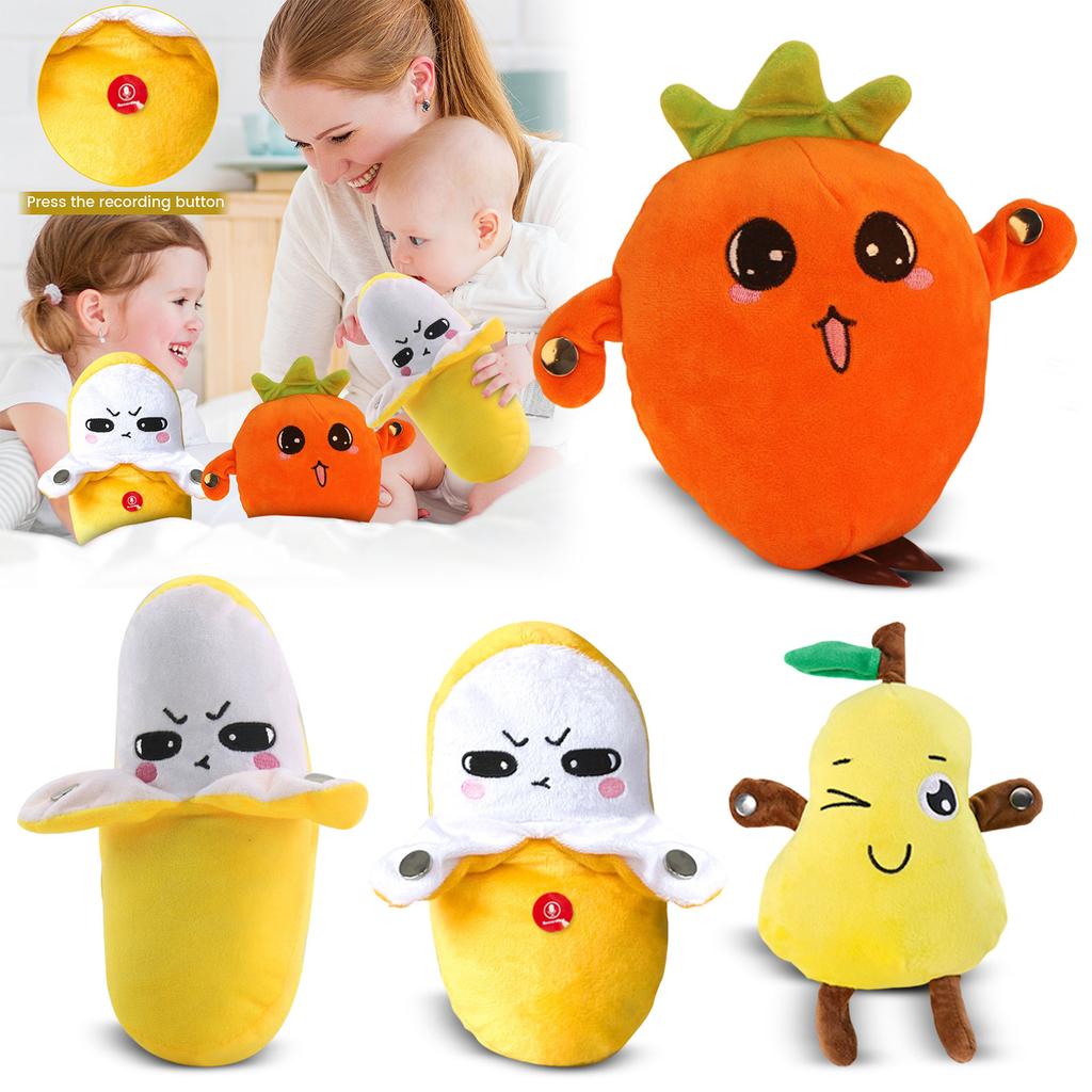 Plush Stuffed Toy Interactive Musical Banana Shape Soft Fabric Sensor Activated Sound Producing Kids Friendly Educational Plaything