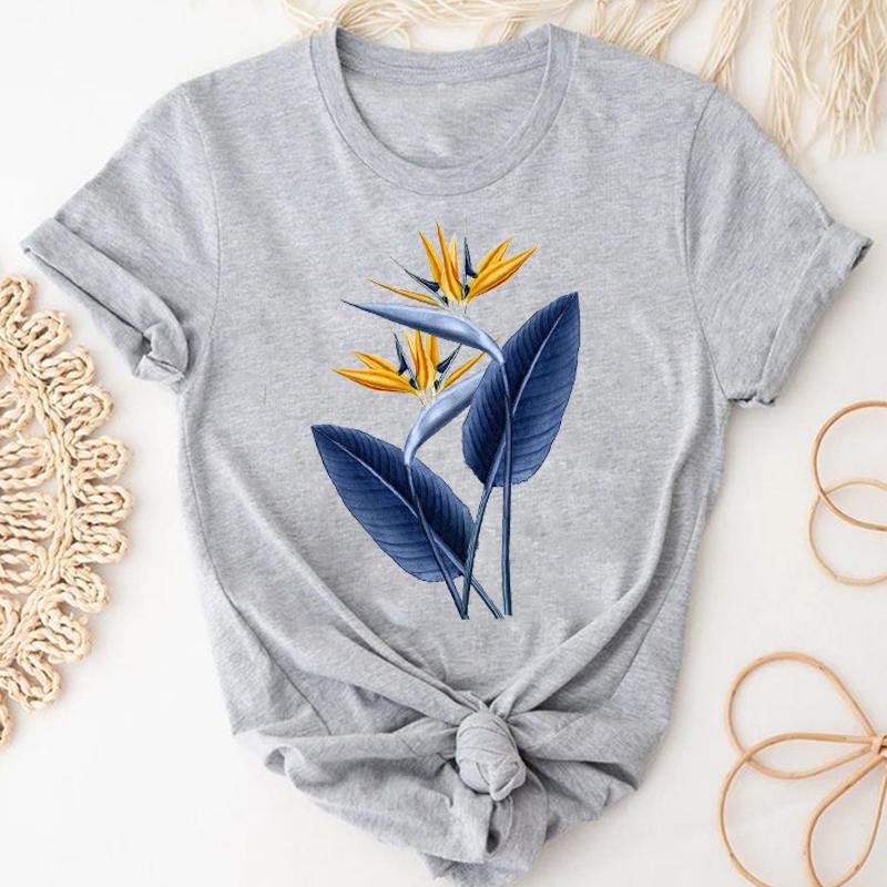 Watercolor Short Sleeve Tee Top Fashion Tshirt Flower Spring Season Clothing Casual Women Print Summer Lady Female Graphic T-shirt