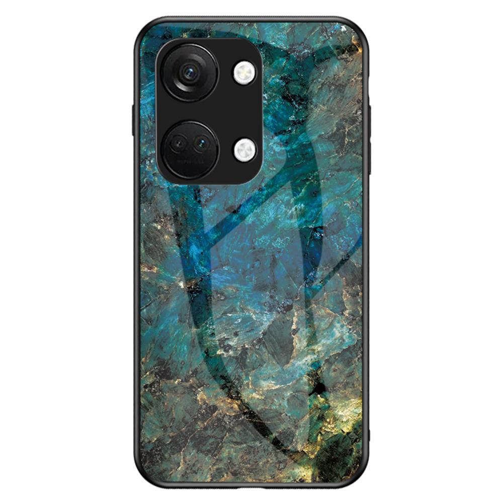 

Marble Pattern Back Case for OnePlus Ace 2V/Nord 3 5G,Tempered Glass+PC+TPU Shockproof Phone Cover Emerald Marble