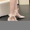 Fashion Temperament Block Heel Single Shoes Autumn New Pointed Toe Shallow Suede Bare Strappy Non-slip High Heels