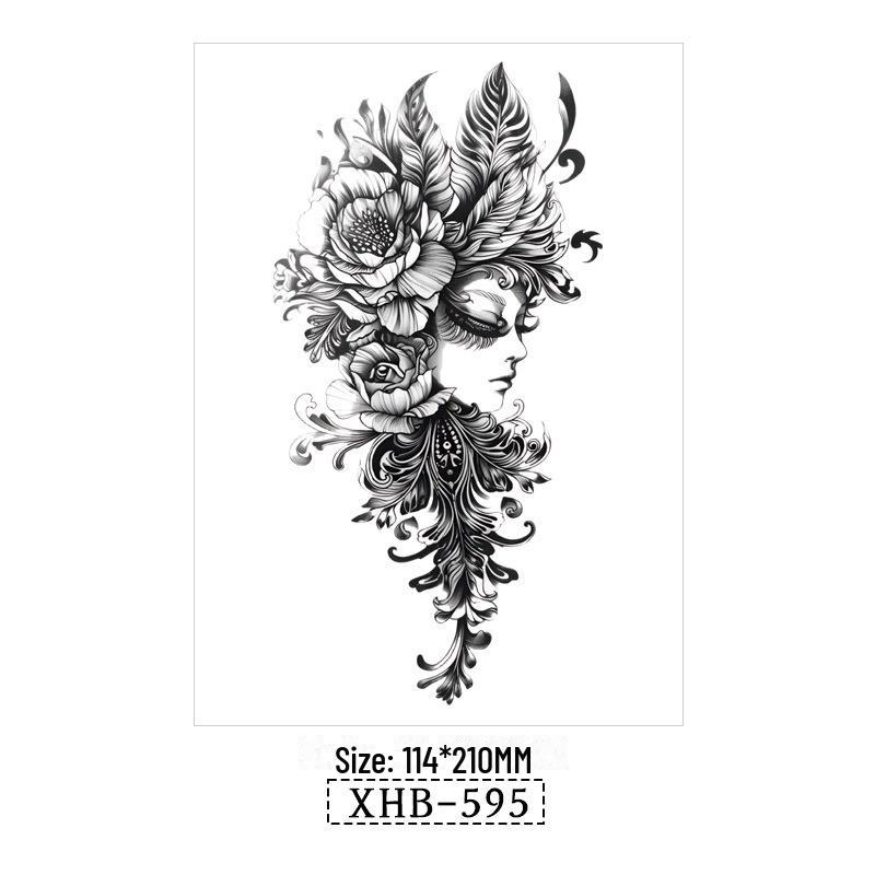 

Водонепроникні Чорні Тату-наклейки на півруки з тваринами 114*210MM