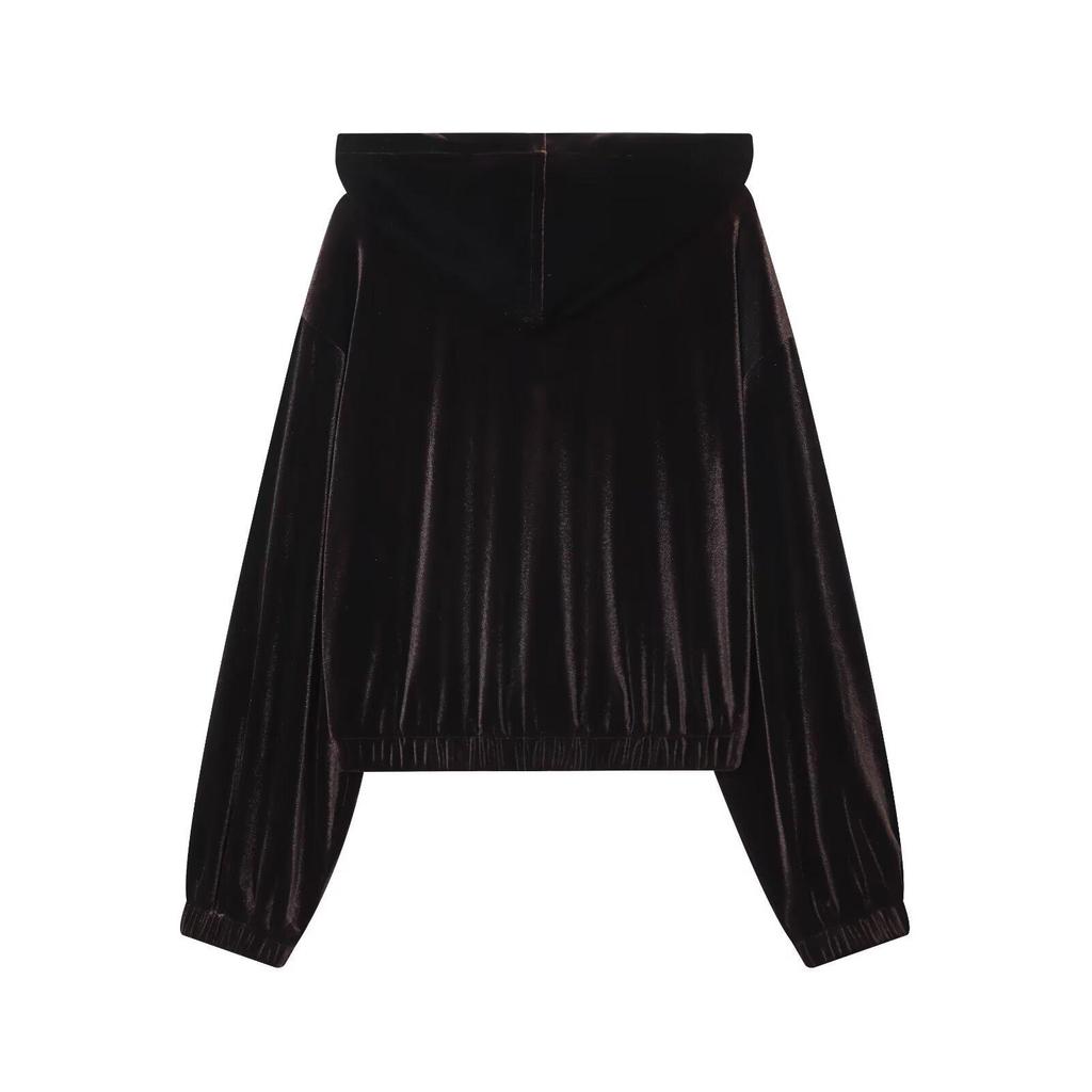 European & American Style Hooded Velvet Coat and Wide-Leg Pants - Autumn Collection