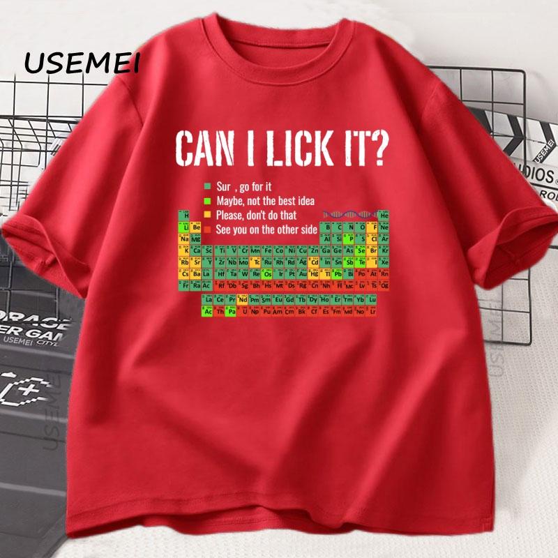

Can I Lick It Periodic Table T Shirt Men Women Periodic Table T-shirt Casual Chemistry Teacher Tshirt Round Neck Short Sleeve 4XL