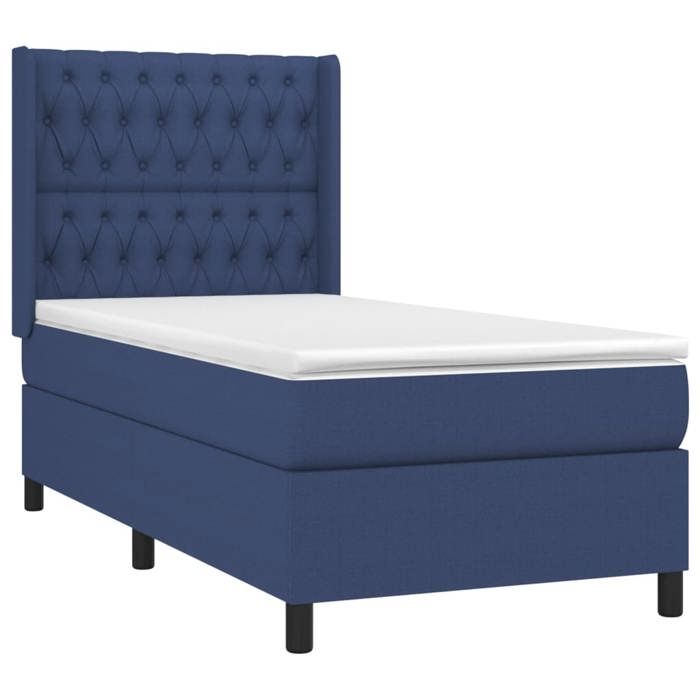 VidaXL Divan Bed with Mattress Blue 90x190 Cm Fabric - Model 3131639