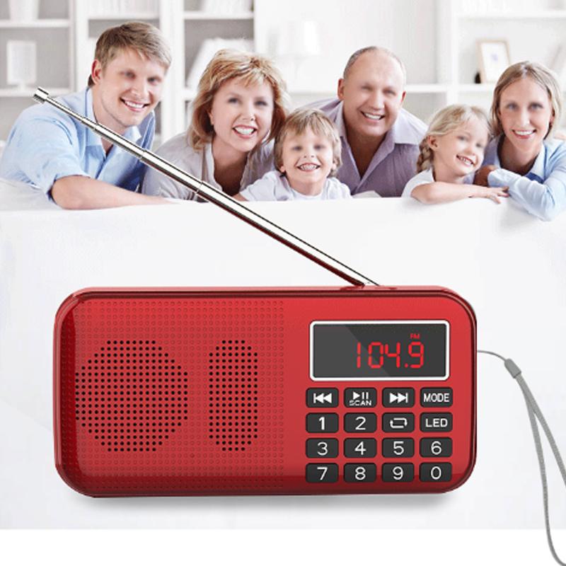 Radio Portatili FM Radio Digitale Radio Ricaricabile Lettore USB/SD/TF/AUX Torcia Sveglia Display LED