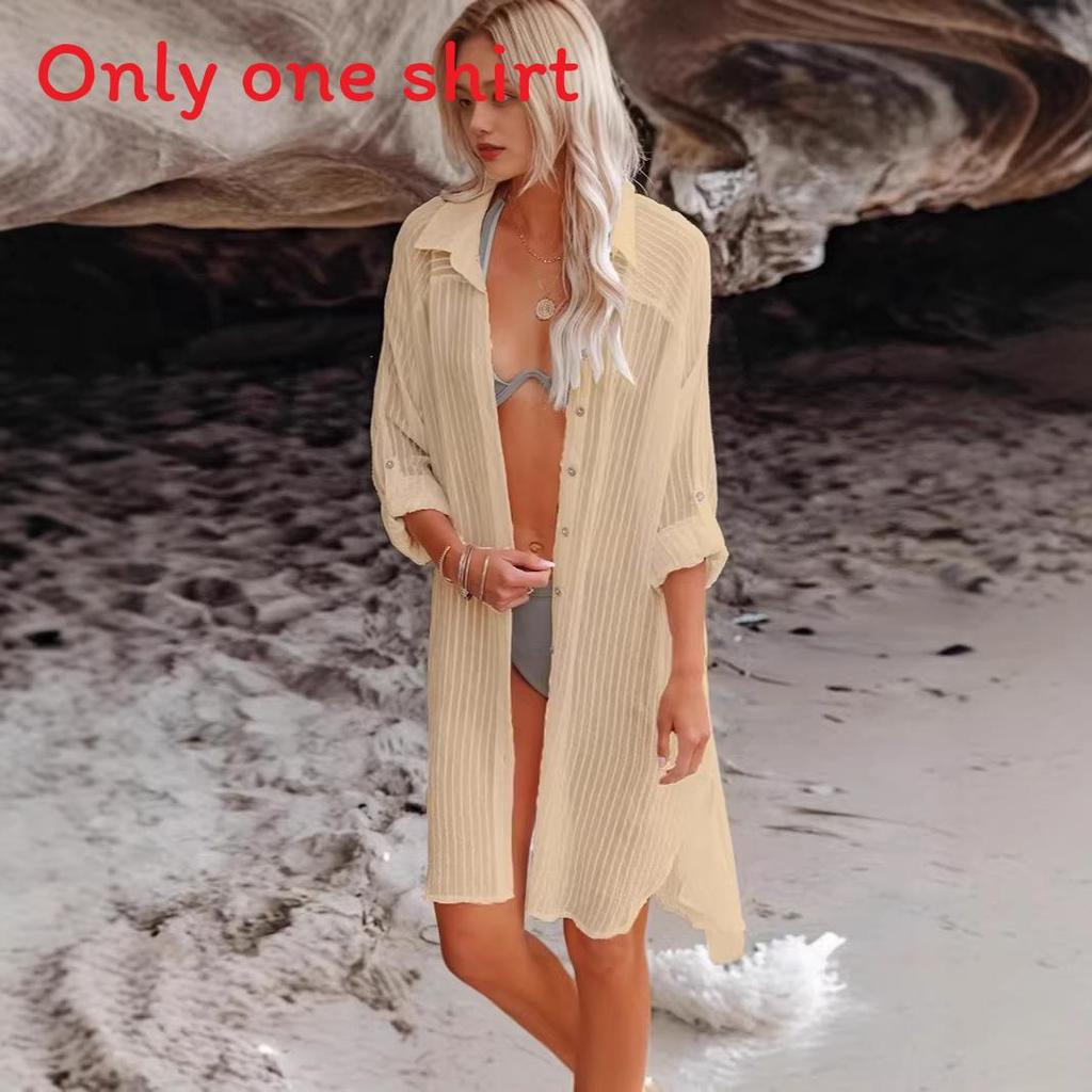 Polyester Beach Shirt With Long Sleeves For Summer Vacation And Sun Protection
