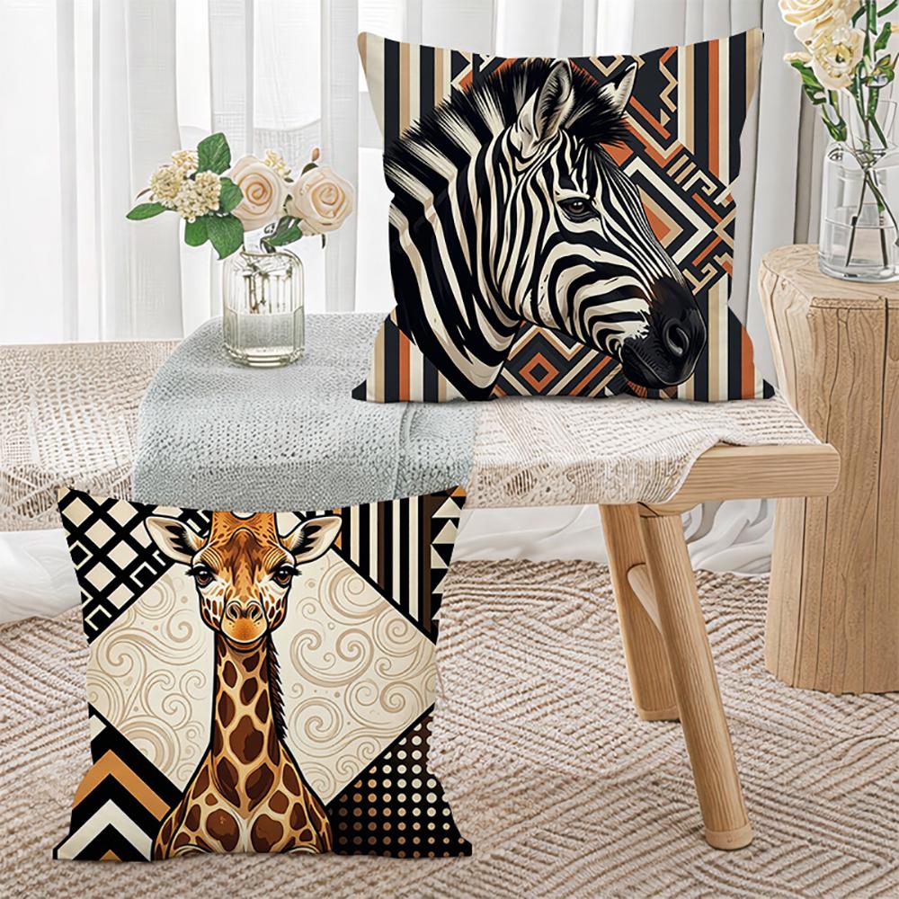2D Flach-2 Stück Böhmisch & Vintage Stil Dekorative Kissenbezüge für Couch Sofa Bett Sofastuhl Kissenbezug