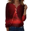 Women's Fashion Casual H Printed V-Neck Long Sleeve Decorative Button T-Shirt Tops