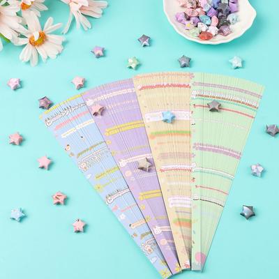 540 Yaprak Baskılı Desenli Karikatür Kağıdı Seti Uzay Gökyüzü Origami Şanslı Yıldız Katlama DIY Kağıt Şeritleri Çocuklar İçin Hediye