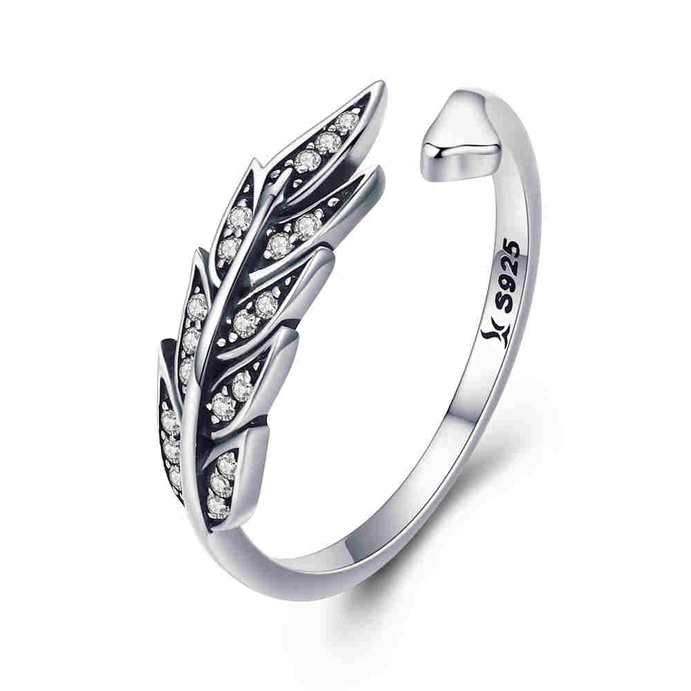 WOSTU Adjustable Rings Real 925 Silver Stackable Engagement Zircon Open Size Rings For Women Female Original Jewelry