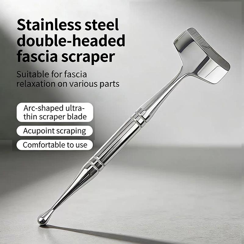 

Stainless Steel Double Headed Fascia Release Scraper Guasha Tool Muscle Massage Face Neck Scraping Board 1 piece with storage bag