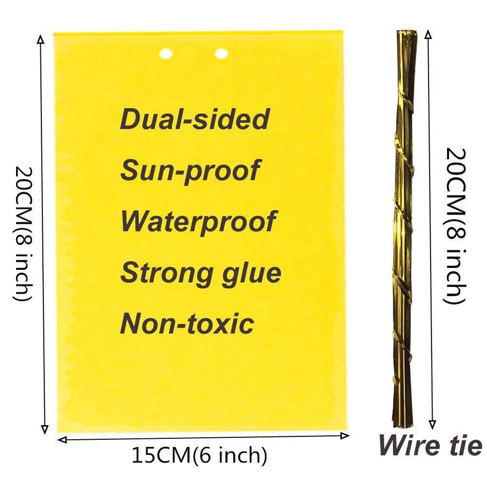 20pcs Sticky Traps Yellow Dual-Sided Paper Sticker For Flying Insect Bugs Flies Whiteflies