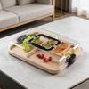 Holz-Bento-Box mit Deckel & Griff Mehrkammer-Mittagessensbehälter für Snacks und Unterhaltung Tragbare auslaufsichere Charcuterie-Platte für Meal Prep