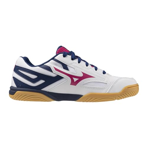 Mizuno Table Tennis Shoes Wave Kaiserburg 8 - Lightweight, for Club Activities and Gymnasiums, Women's, White X Pink X Navy, 23.5 Cm, 3E