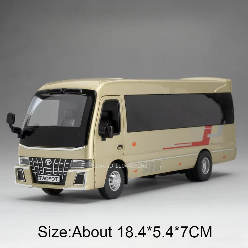 1:32 Scale T1 Coaster BUS Car Models Toy Doors Opened Metal Diecast Sound Light Pull Back Van Models Hobby Ornaments for Kids