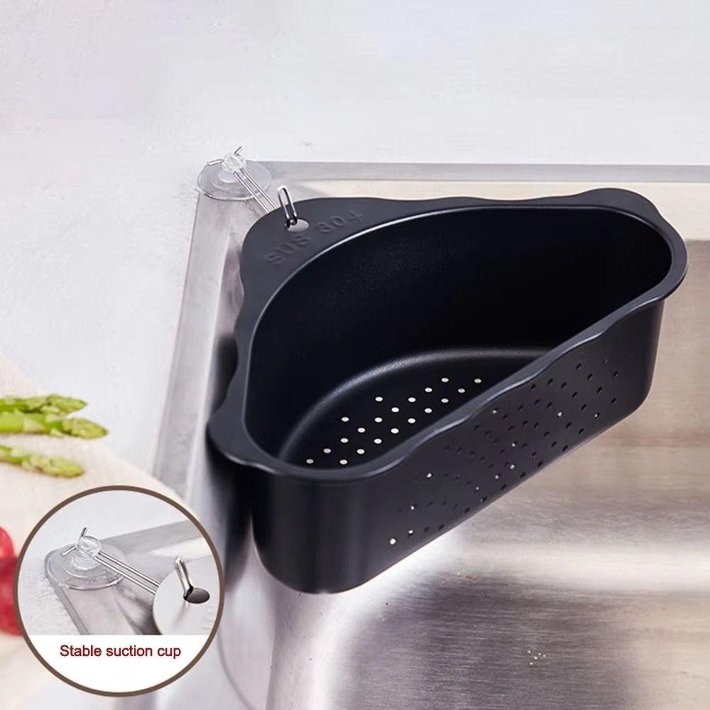 Mesh Colander Portable Strainer Stainless Steel Triangle Sink Shelf Drainage Basket  Household