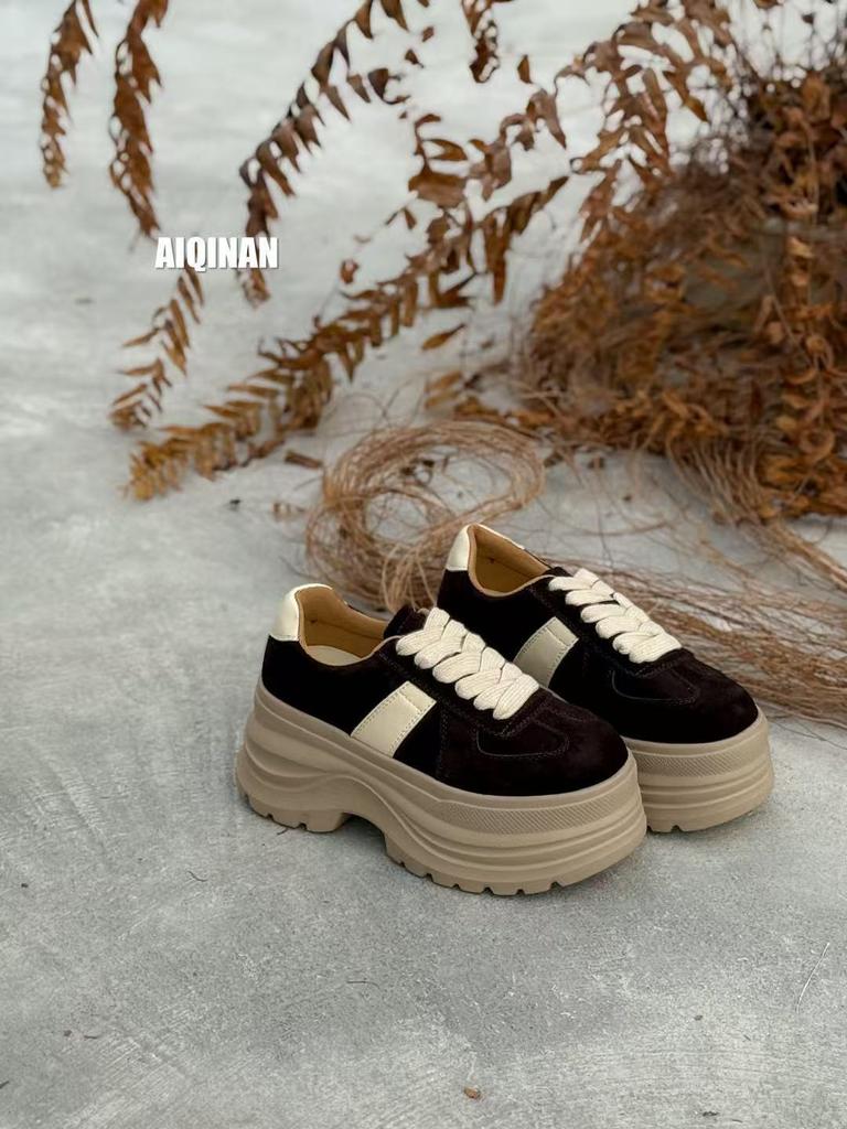 Thick-soled women's height increase 7 autumn new fashion casual shoes simple velvet