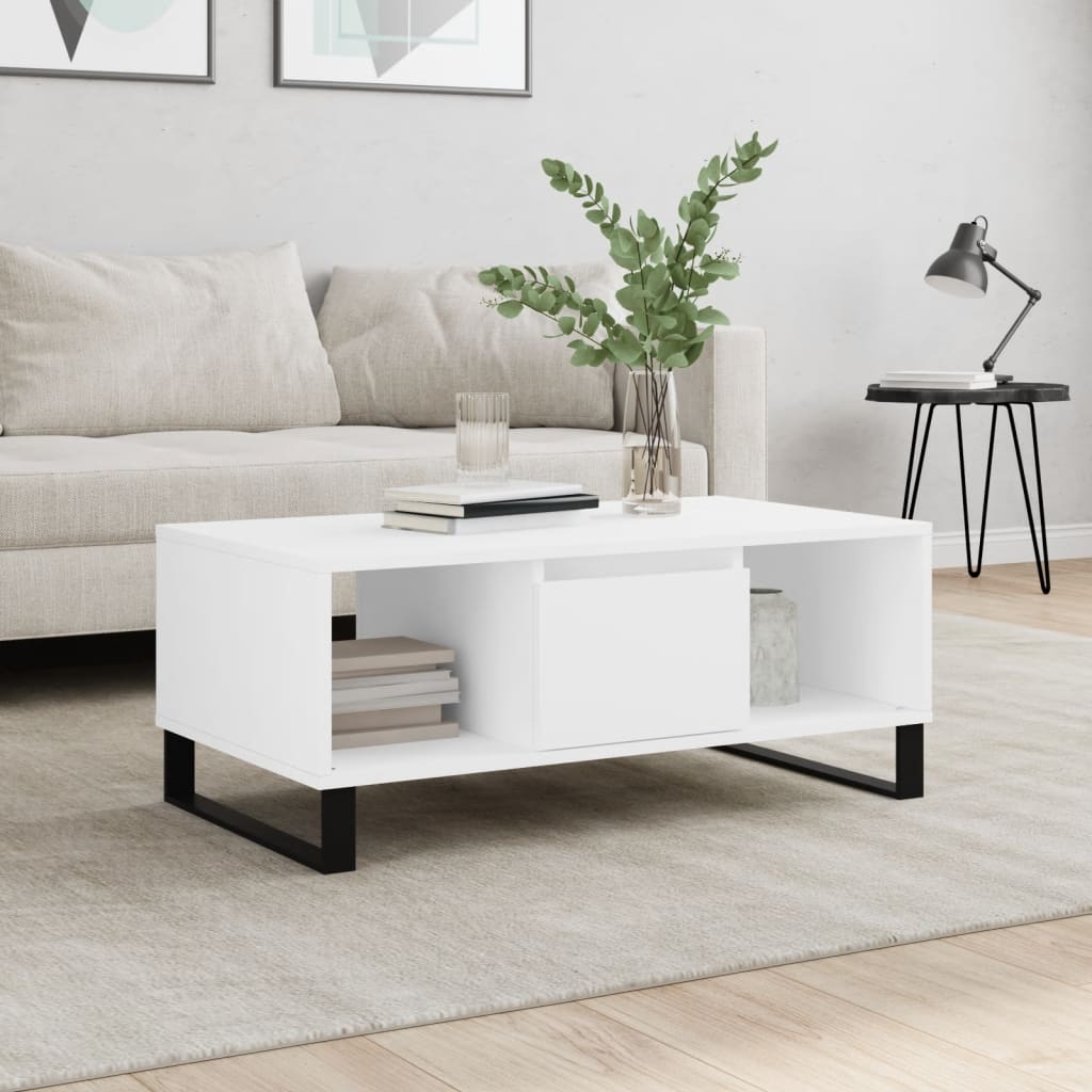 Vidaxl Tavolino da Caffè, Bianco 90X50X36,5 Cm, Materiale Derivato dal Legno