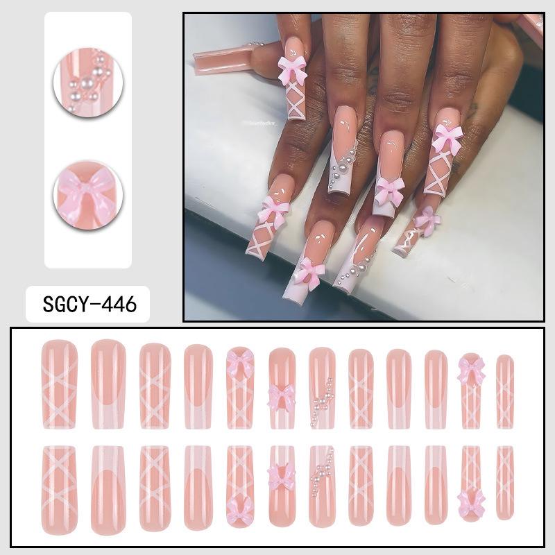 O8 Long Nail Art Tips - European & American High-End Wearable Summer Stickers