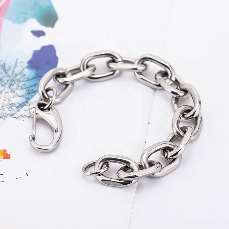 Trendy Punk Simple Male Bangles Stainless Steel O Shape Chain Bracelets