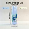 1PC Blue Butterfly On Marble Texture Print 750ml Color Plastic Sports Water Bottle Leakproof Flip Straw Lid Suitable for Sports Office Home Use