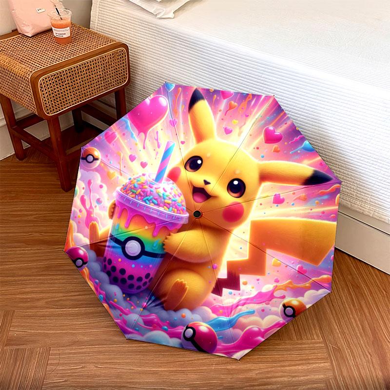 Pokemon drinks Pattern Pattern Style Umbrella, 1 Piece Automatic Folding Umbrella, Portable Travel Umbrella, Outdoor Umbrella, Birthday Gift