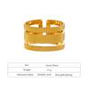 Yhpup Statement Stainless Steel Geometric Opening Ring Minimalist Gold Color 18 K Plated Metal Engagement for Women Party Gift
