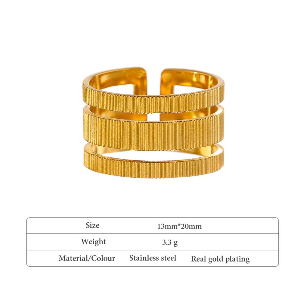 Yhpup Statement Stainless Steel Geometric Opening Ring Minimalist Gold Color 18 K Plated Metal Engagement for Women Party Gift