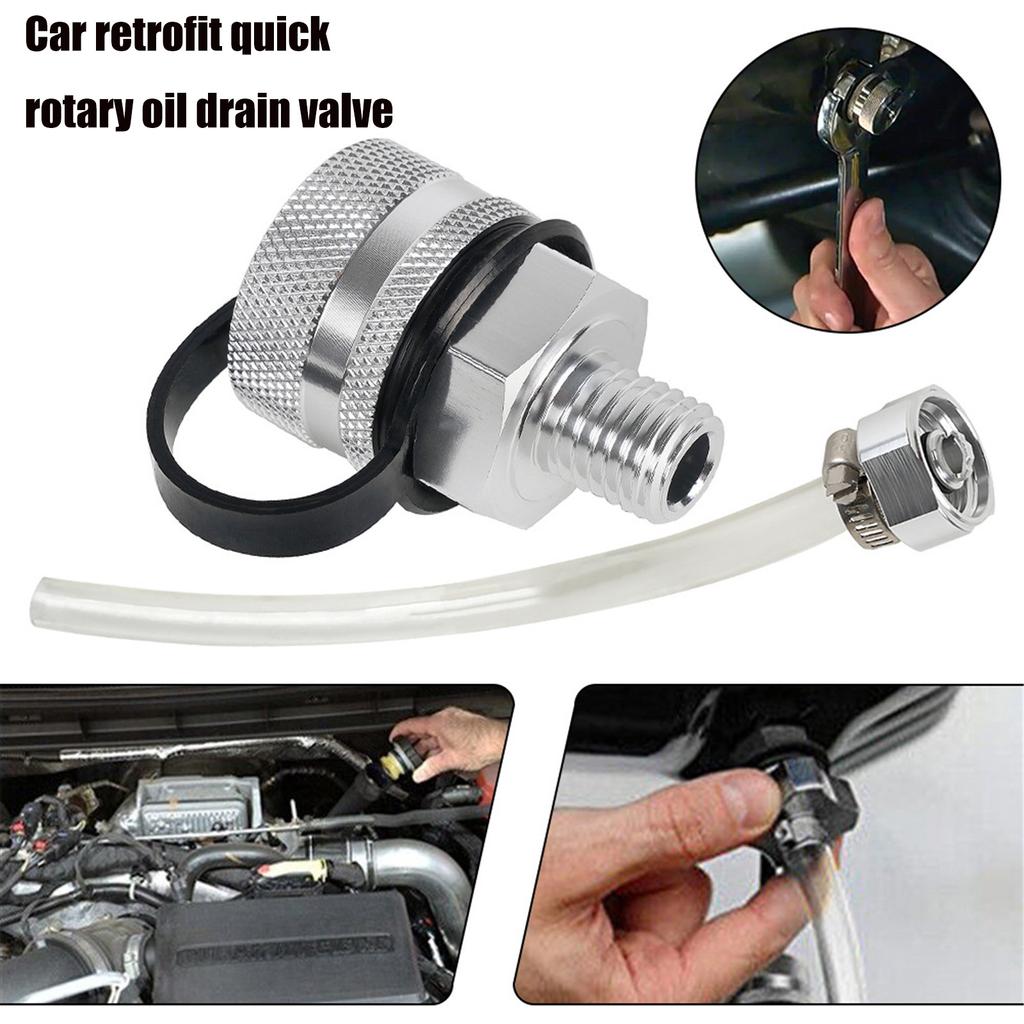 Oil Drain Valve Aluminum Alloy Quick Drain For M14x1.5 M14x1.25 M12x1.25 M12x1.5 Leakproof with Hose Attachment
