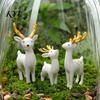 Deer Figurine for Home Decor 3 Pcs Mini Figurines, Cute Woodland Animal Decoration, Miniature Ornament Set Reindeer Statues Fairy Gardens, Cake