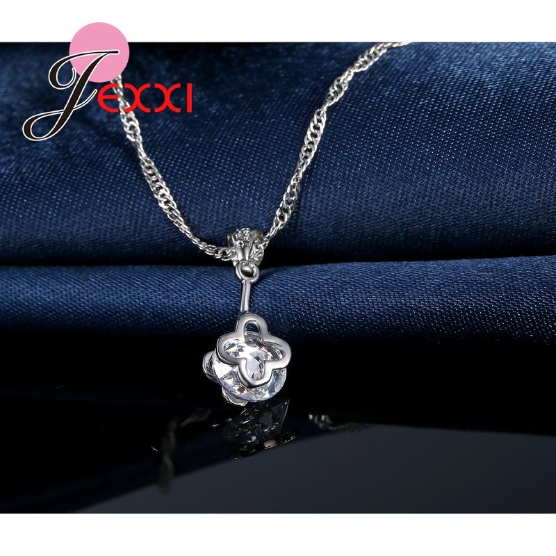 Wedding Accessories Women Jewelry Sets 925 Sterling Silver Austrian Crystal Hollow Necklace Dangle Earrings
