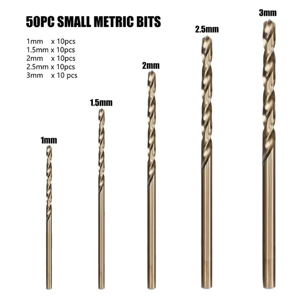 50Pcs/Set High Speed Steel Twist Drill Bit Set Woodworking Hole Opener Metal Wood Aluminum Drilling