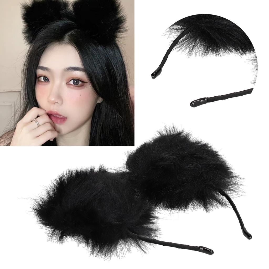 Artificial Furry Cat Ears Headband Women Headwear Hairband for Party Cosplay Daily Life