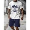 Men's Summer Vacation Short-Sleeve Shirt and Shorts Set Hawaiian-Style Fashion Set Men's Casual T-Shirts Outdoor Beach Shorts