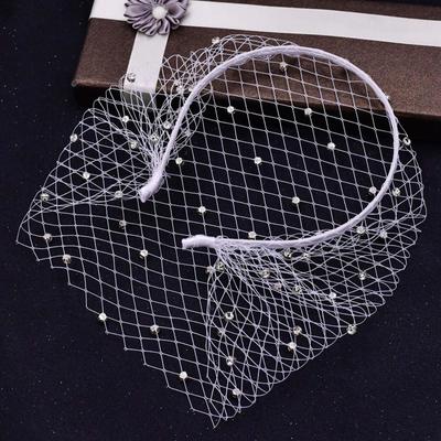 Diadema Barroca Nupcial, Tocado de Velo de Malla para Boda, Jaula de Pájaro Vintage, Diadema