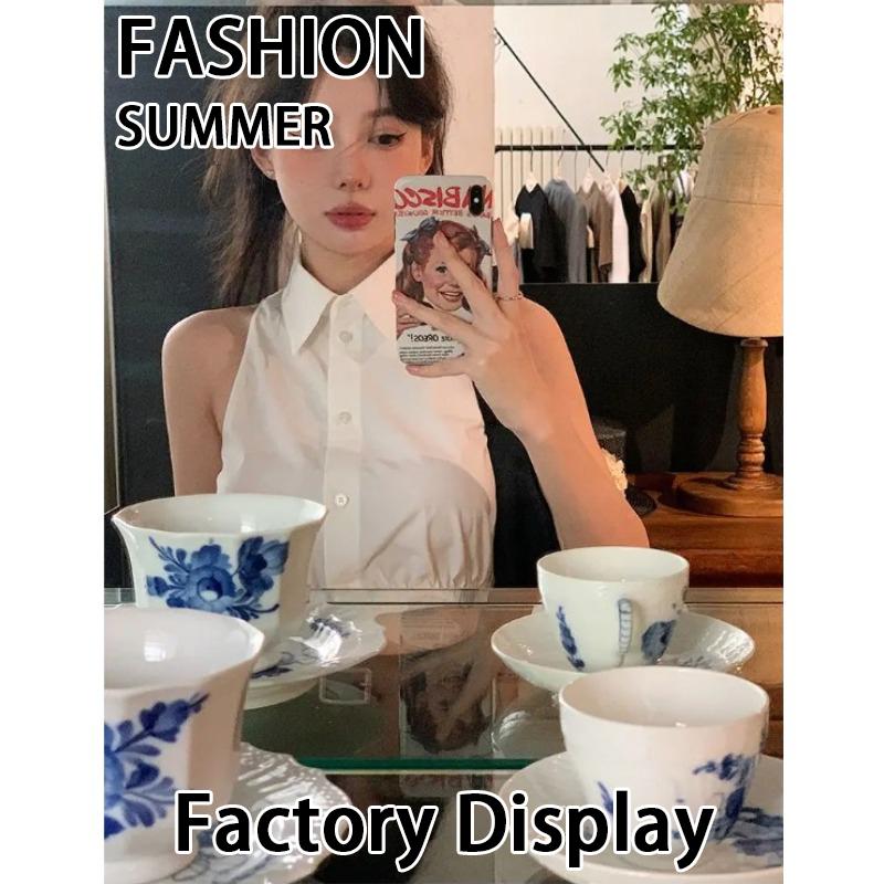 Shirts Women Casual Sexy Streetwear Female Summer Simple New Popular Turn-down Collar Korean Style Crop Tops All-match Hotsweet
