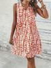 2026 Abito da donna a maniche corte con stampa europea e americana, ad anelli, casual da vacanza, versatile, abbigliamento femminile
