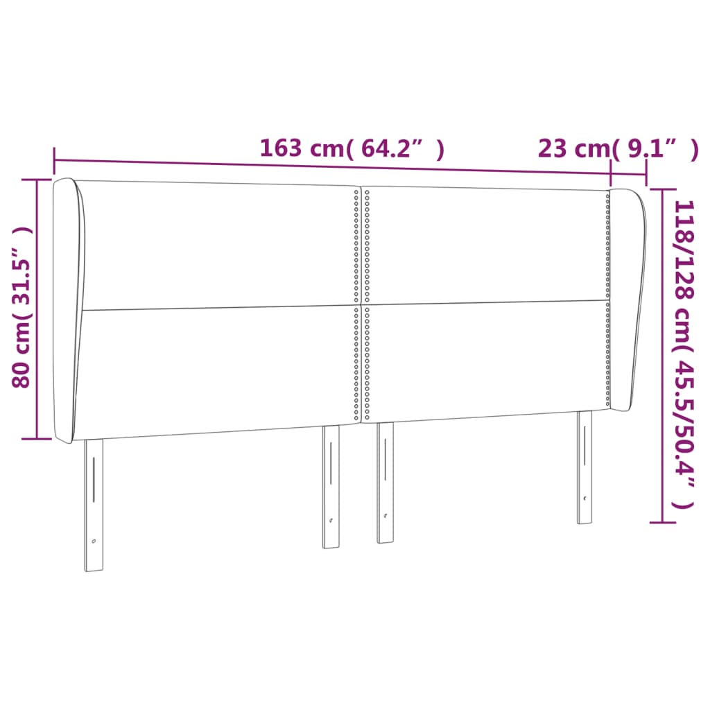 Headboard with Ears Pink 163 X 23 X 118 128 Cm Velvet