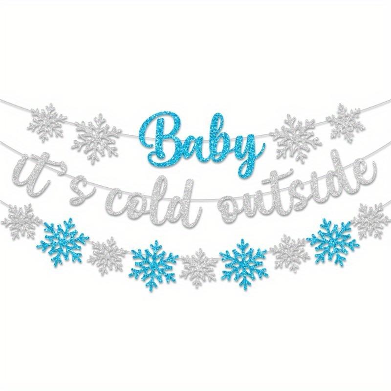 Winter Wonderland Party Decorations Christmas Snowflake Pull Flag Banner