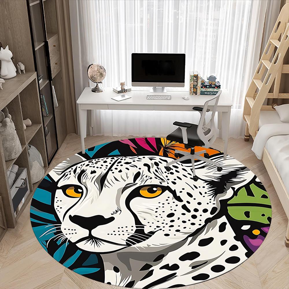 1 Stück Gepard Safari Büro Runder Teppich, Unter Bürostühlen Schlafzimmer Wohnzimmer Heimdekoration, Raumdeko, In Verschiedenen Größen Erhältlich